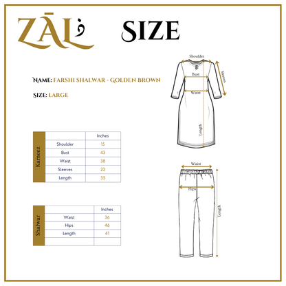 Farshi Shalwar - Golden Brown