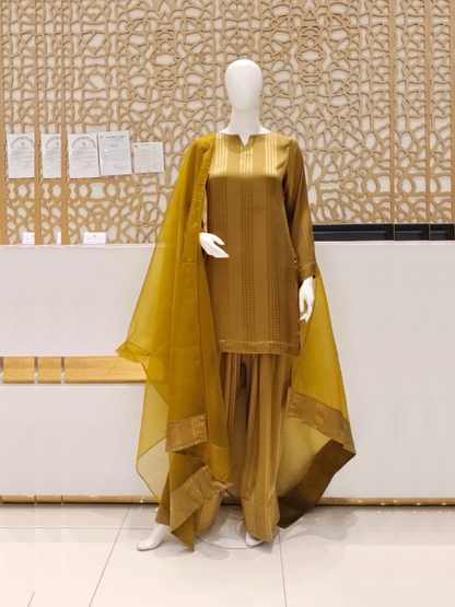 Farshi Shalwar - Golden Brown